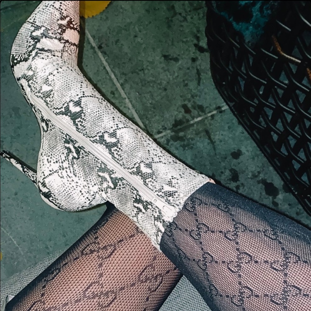 Snakeskin booties